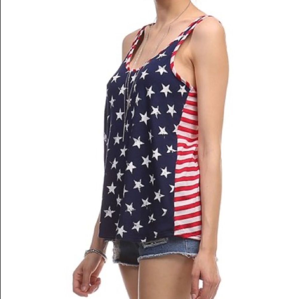 NEW Red & Blue Patriotic Tank, Sz. S